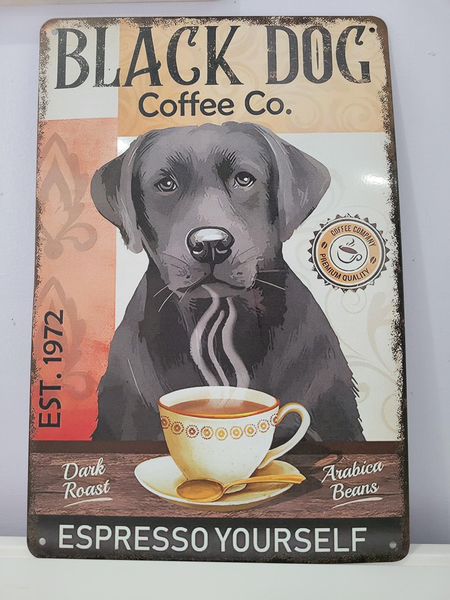 Vintage Tin Coffee Shop Signs - Multiple Breeds