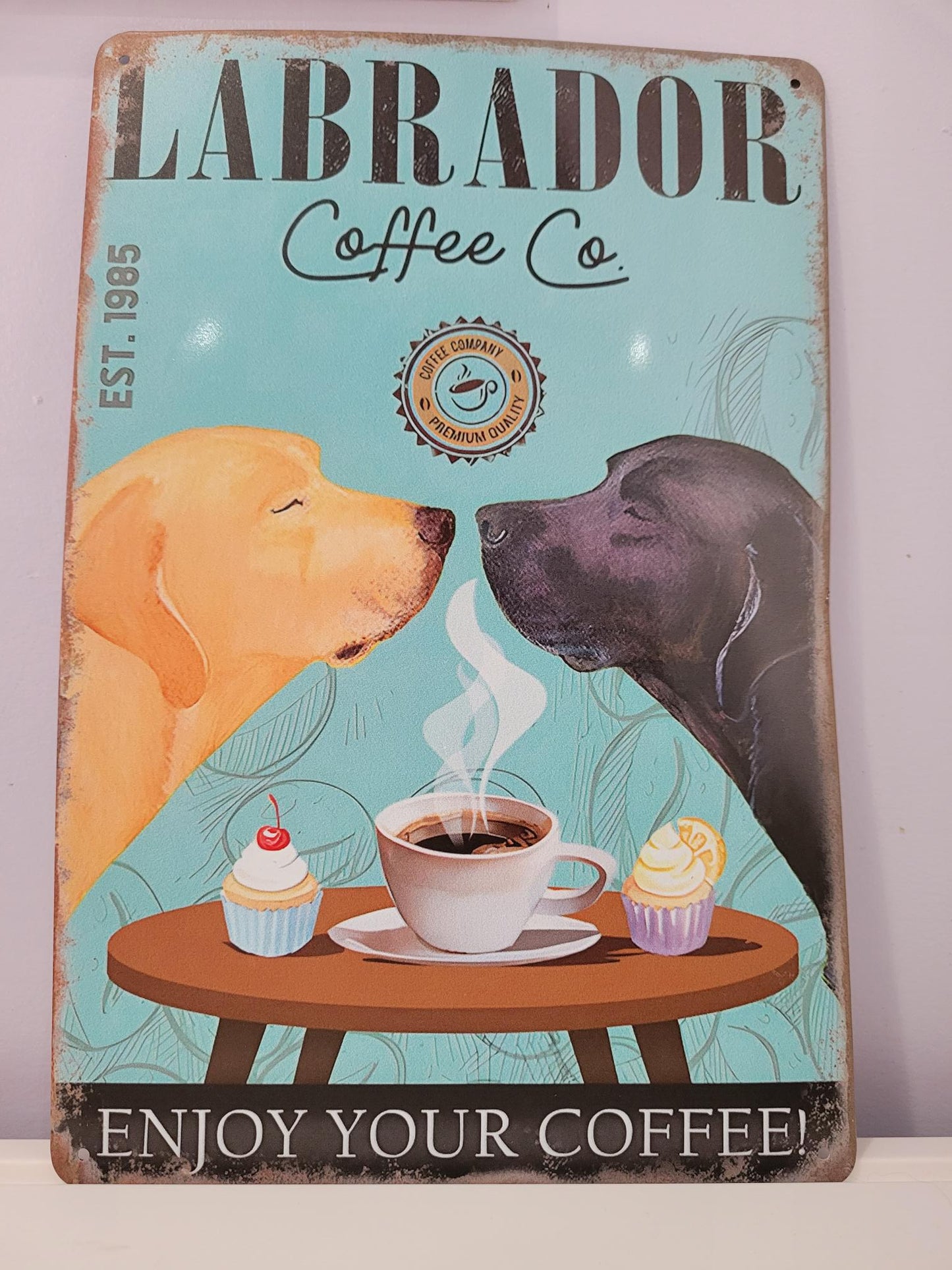 Vintage Tin Coffee Shop Signs - Multiple Breeds